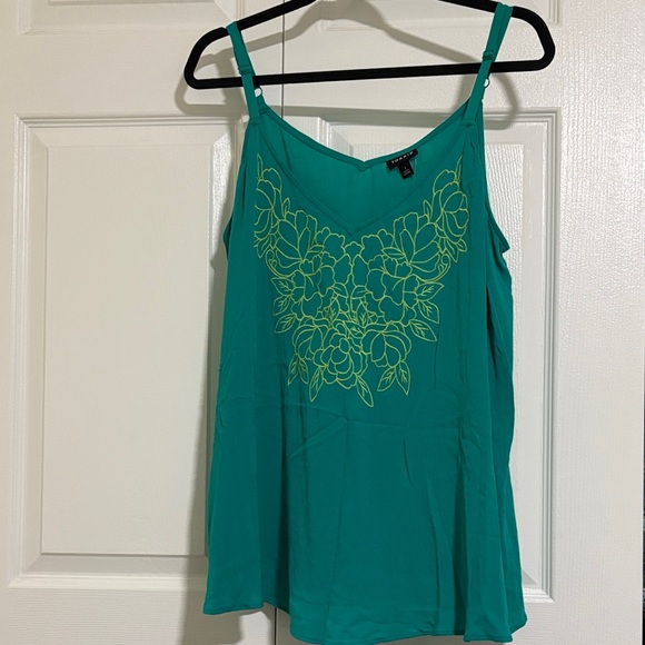 torrid Tops - LAST CHANCE. Torrid Green Camisole with Yellow Floral Embroidery